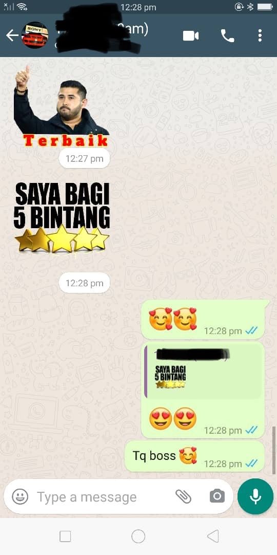 Pelanggan memberikan penilaian lima bintang