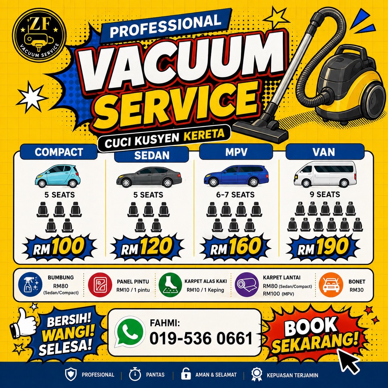 Harga cucian kusyen kereta